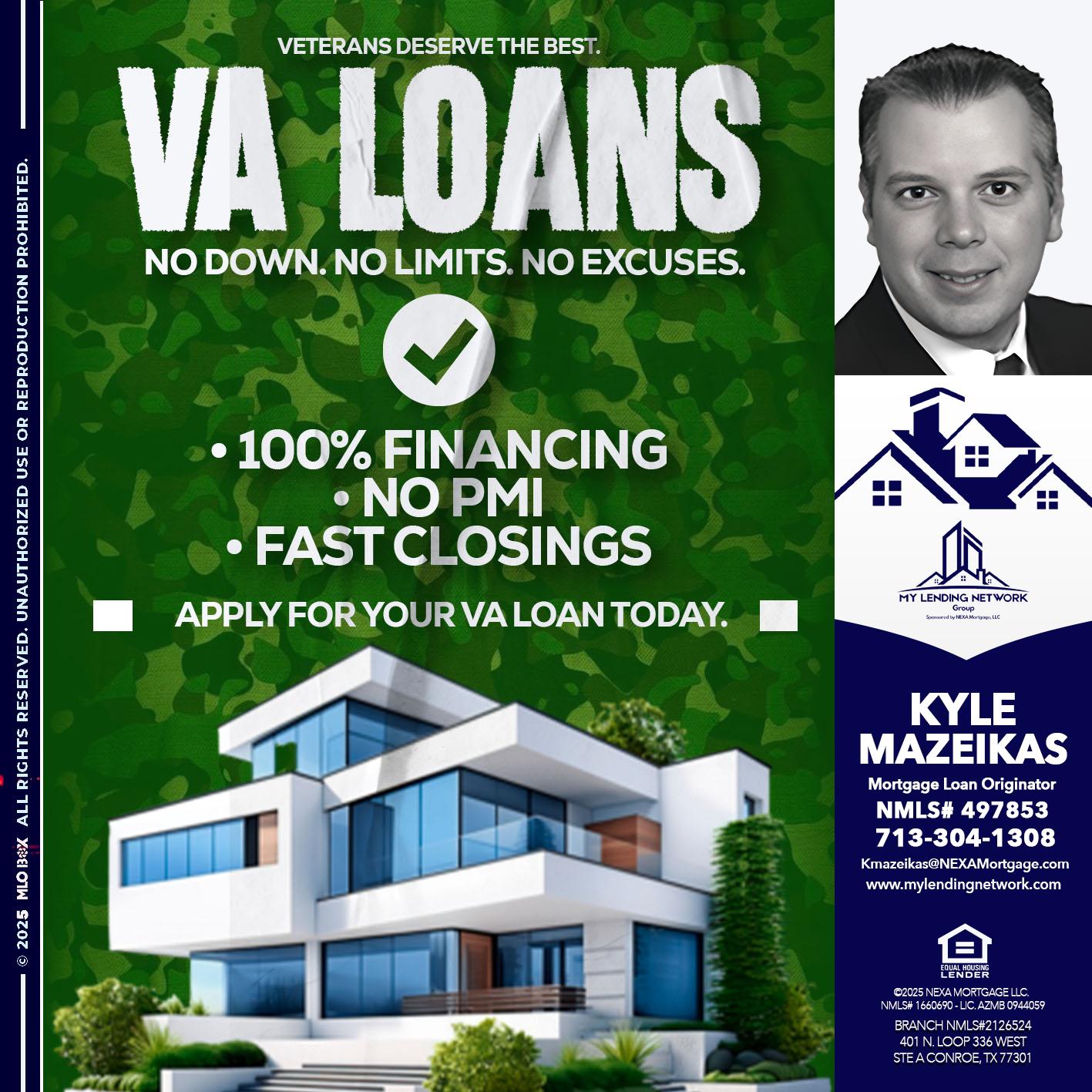 VA LOANS - Kyle Mazeikas -Branch Manager / Mortgage Advisor