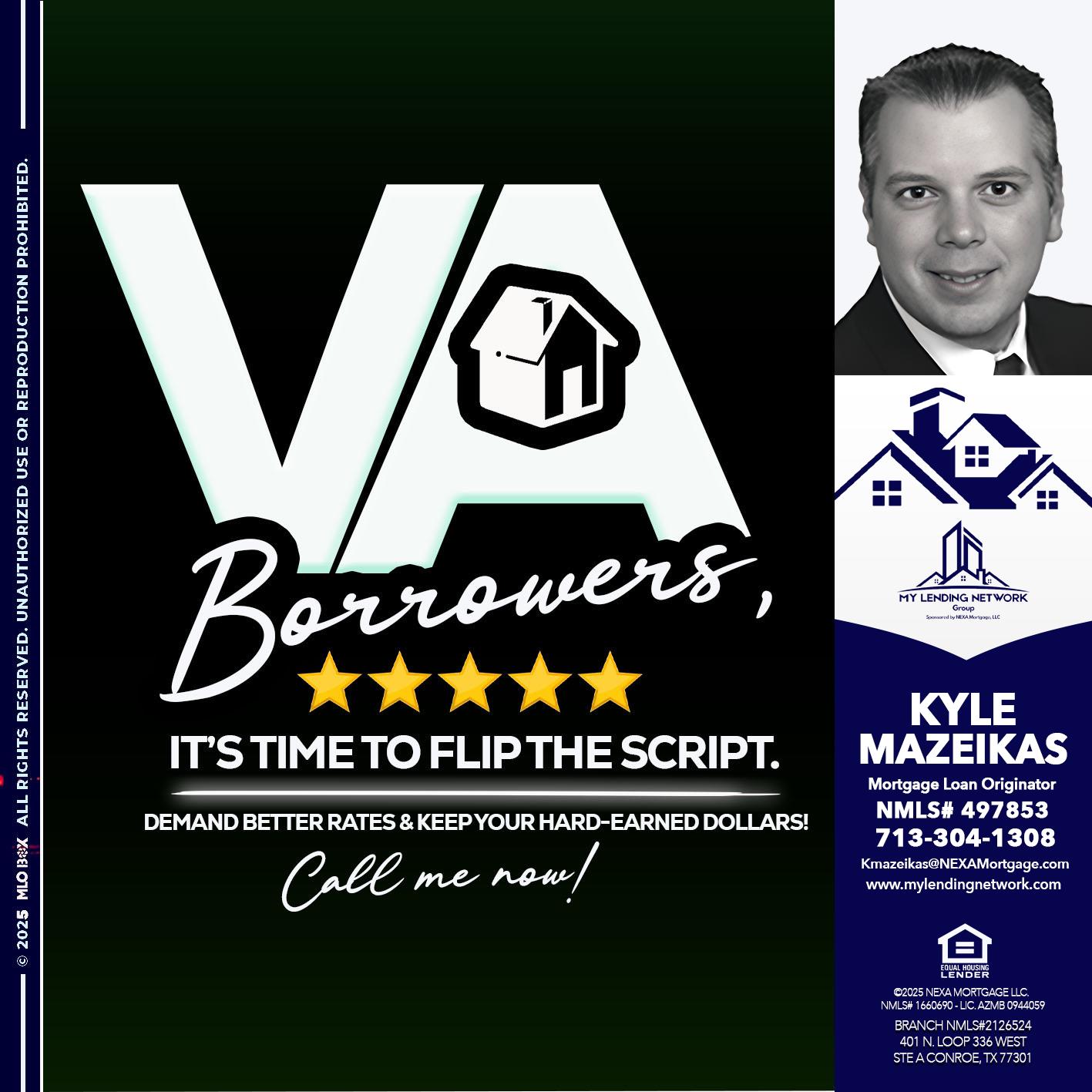 VA BORROWERS - Kyle Mazeikas -Branch Manager / Mortgage Advisor