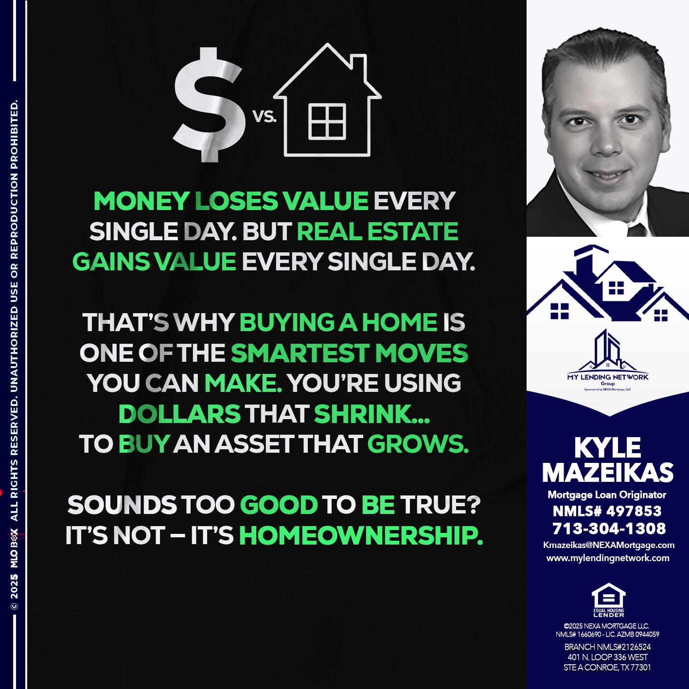 MONEY LOSES VALUE - Kyle Mazeikas -Branch Manager / Mortgage Advisor