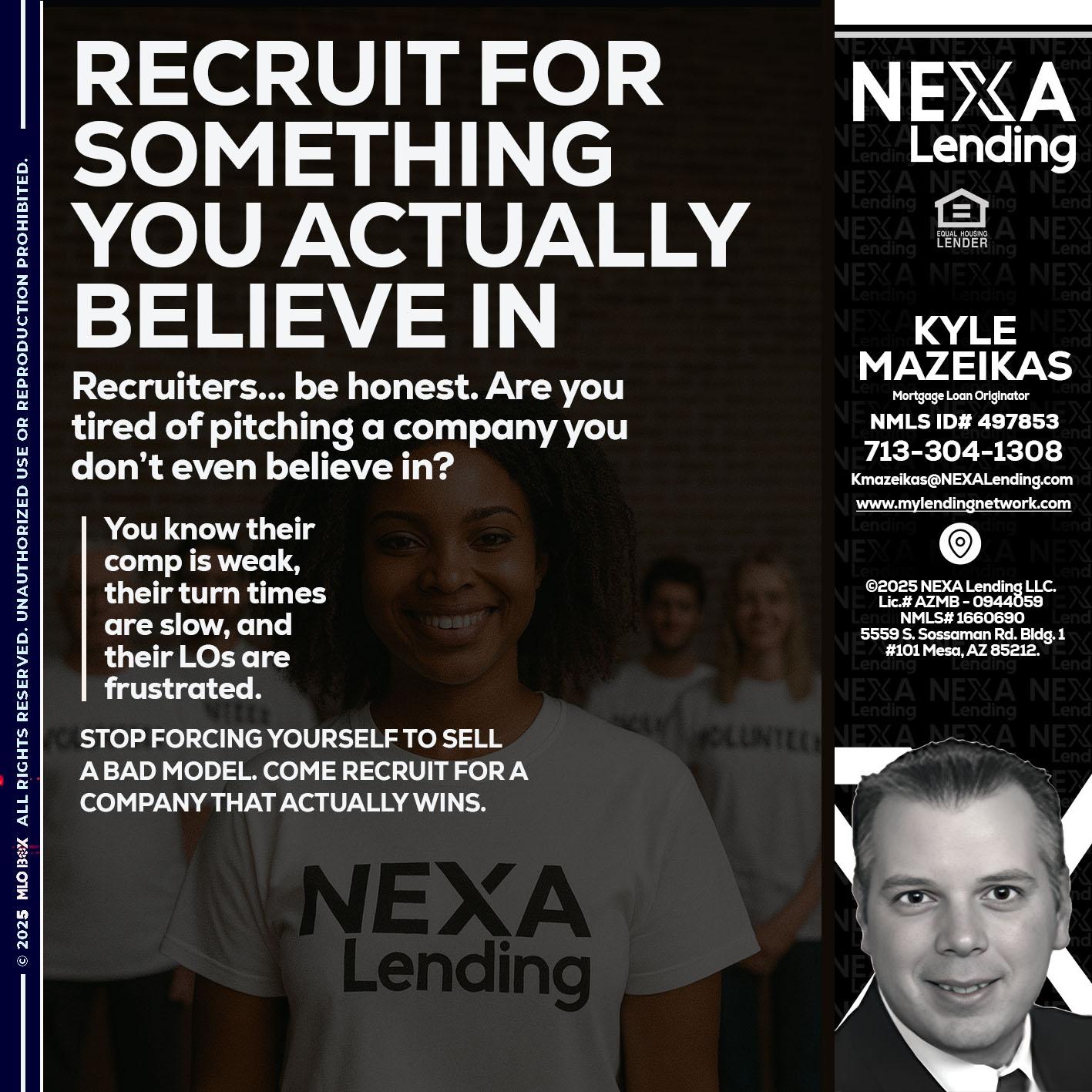 RECRUITING - Kyle Mazeikas -Branch Manager / Mortgage Advisor