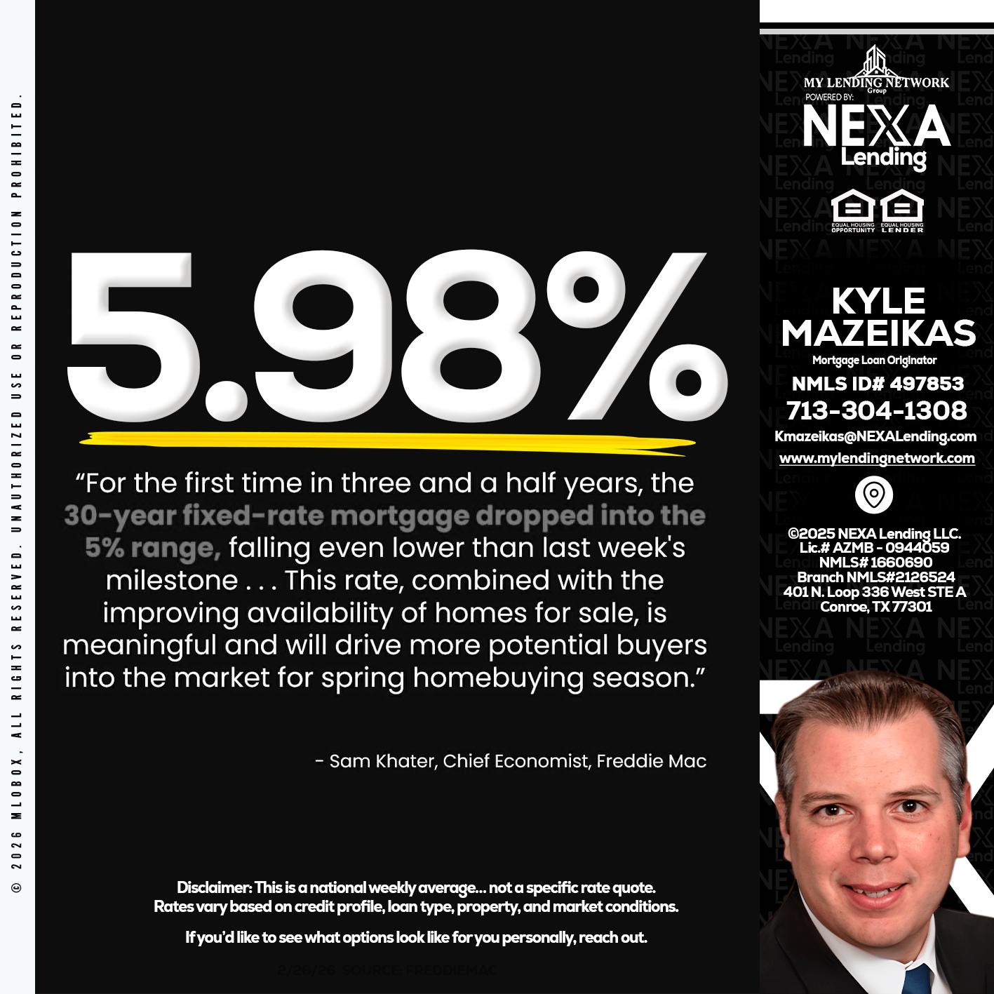 5.98% - Kyle Mazeikas -Branch Manager / Mortgage Advisor