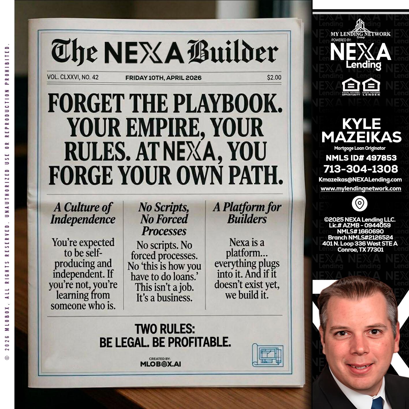 THE NEXA BUILDER - Kyle Mazeikas -Branch Manager / Mortgage Advisor